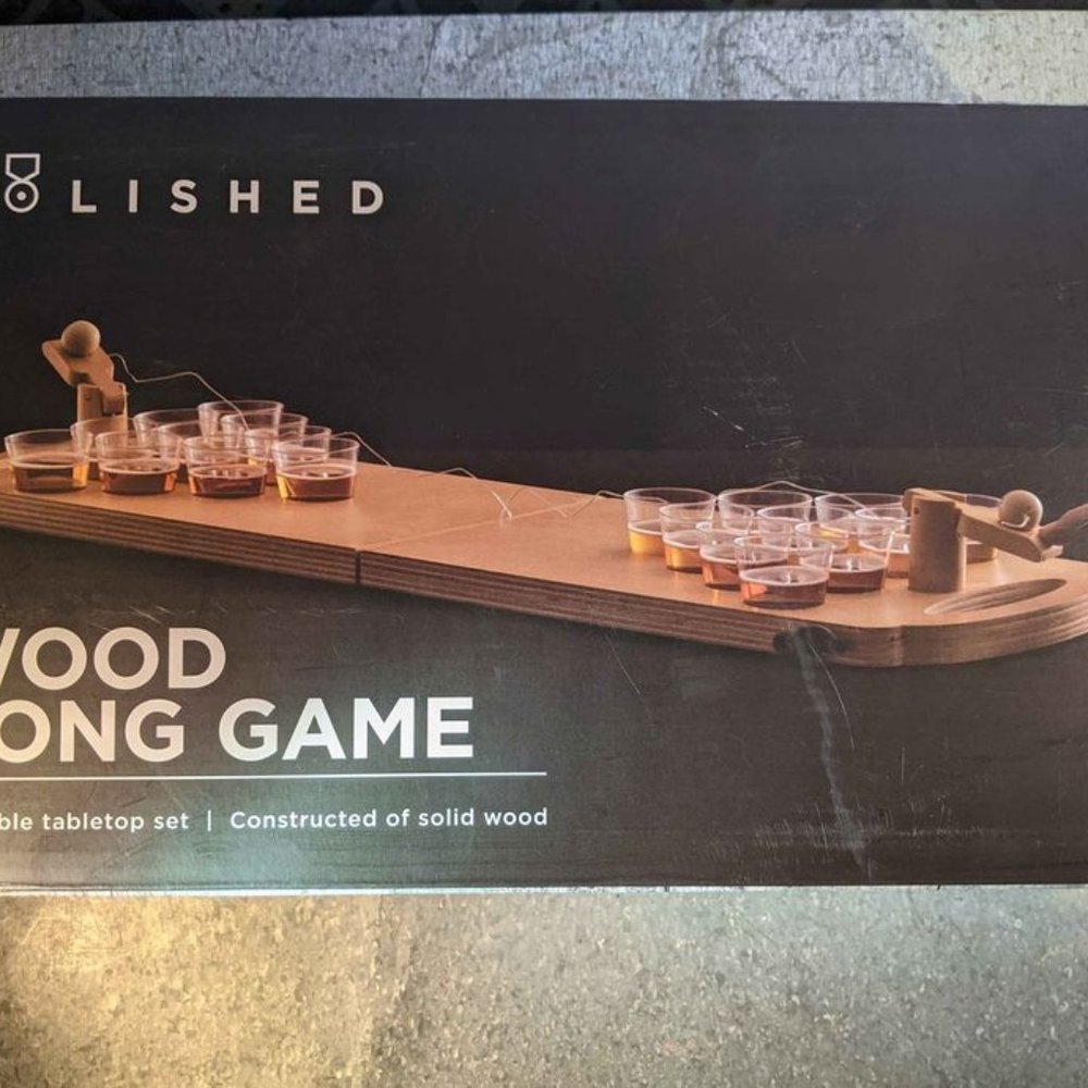 Polished Wood Pong Game, Brand New